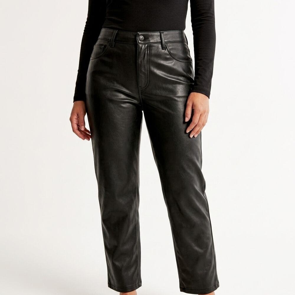 Abercrombie & Fitch Vegan Leather Black Straight Pants Women Size 14